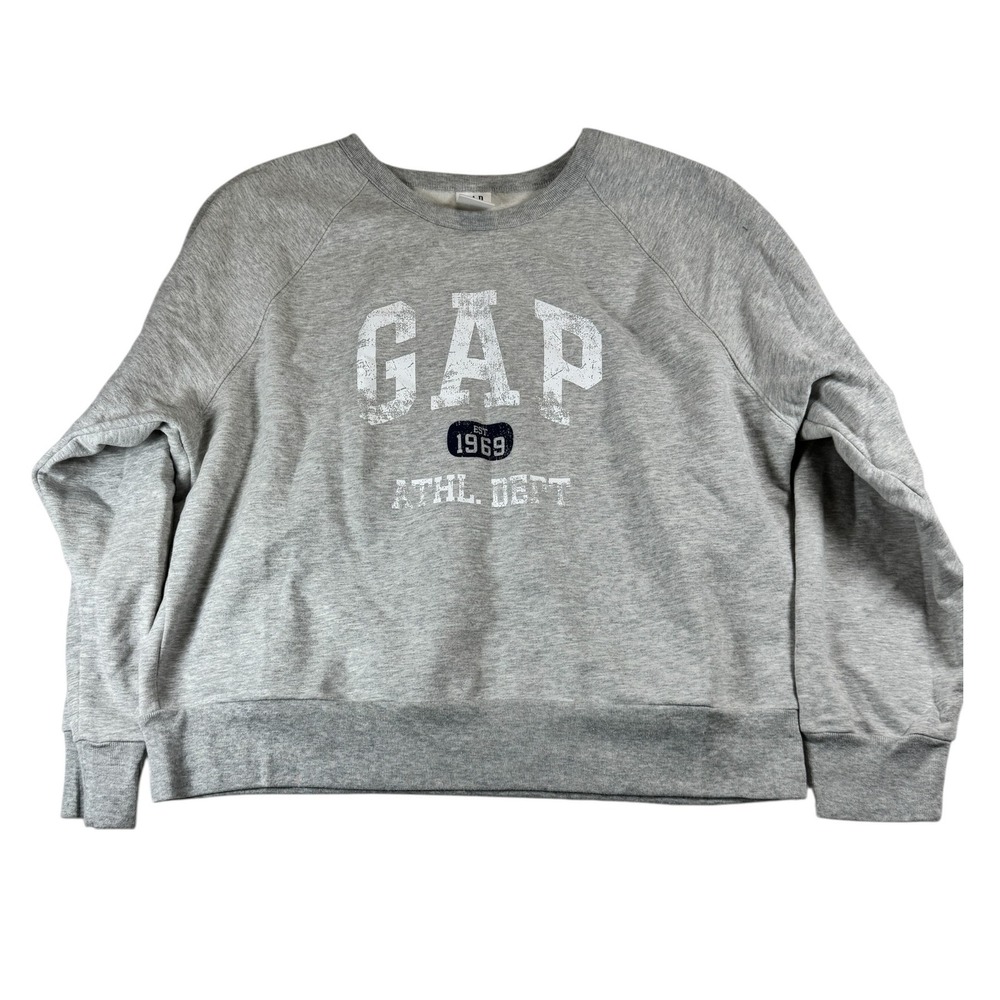 GAP Est 1969 Athletic Dept Gray Crewneck Sweatshirt Women's Size L‎ Boxy